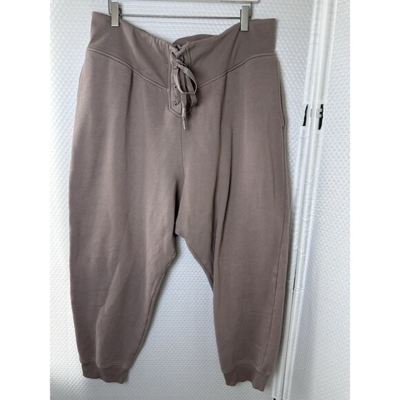 Victorias Secret Cotton Fleece Lace Up High Waist Joggers Pants XXL TAN Mocha - Picture 4 of 15